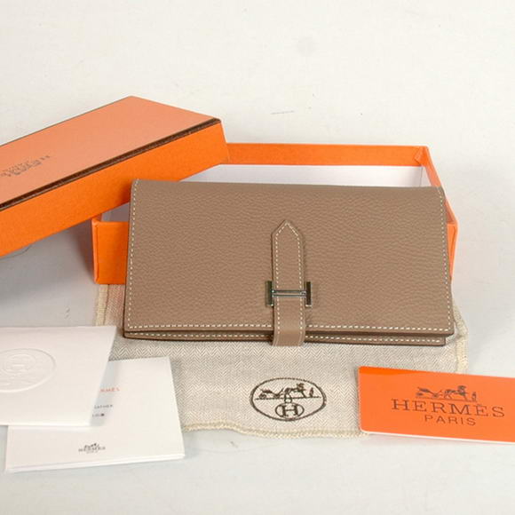 High Quality Hermes Bearn Japonaise Original Leather Wallet H8022 Grey Fake - Click Image to Close